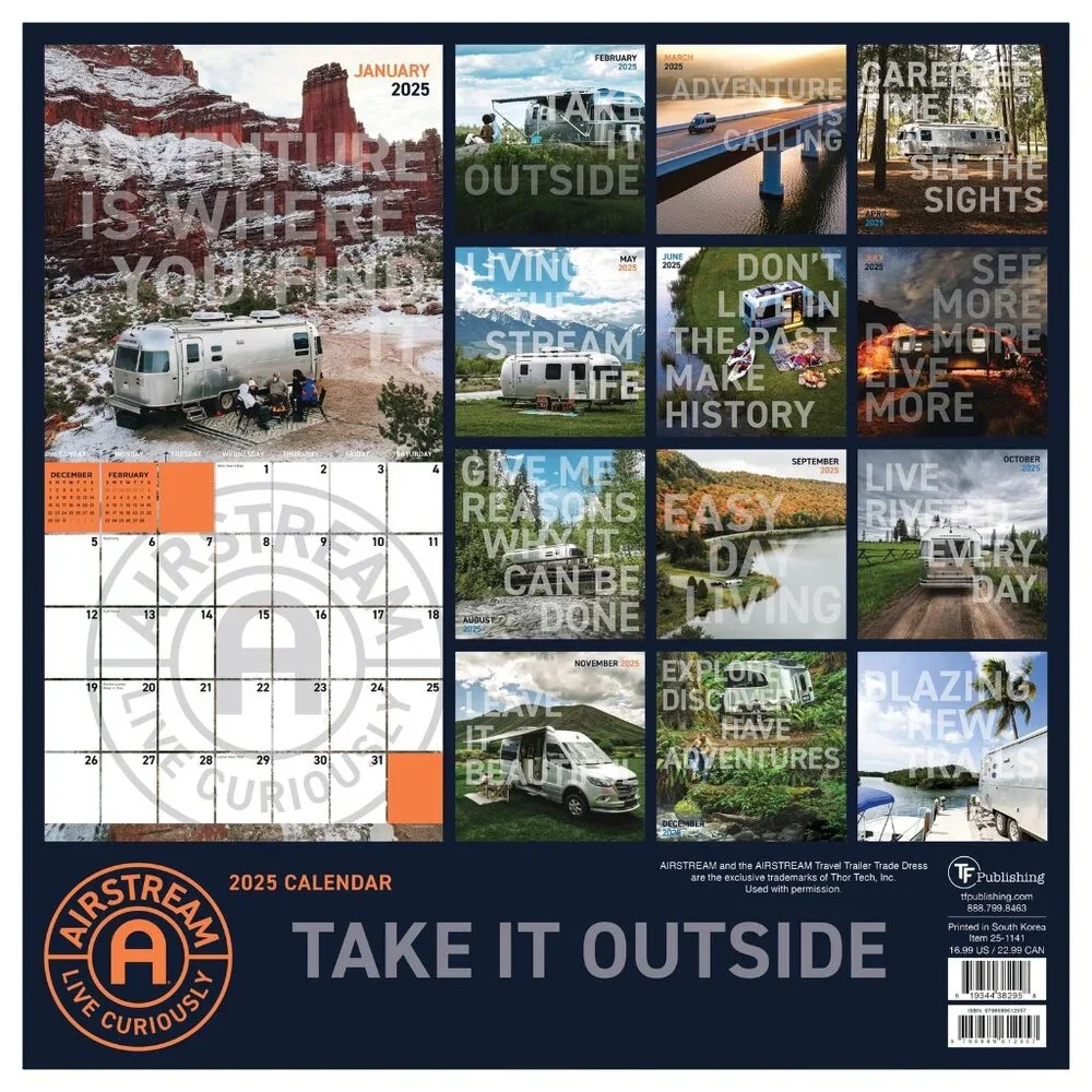 TF PUBLISHING 2025 Airstream Live Riveted Wall Calendar | Large Grids